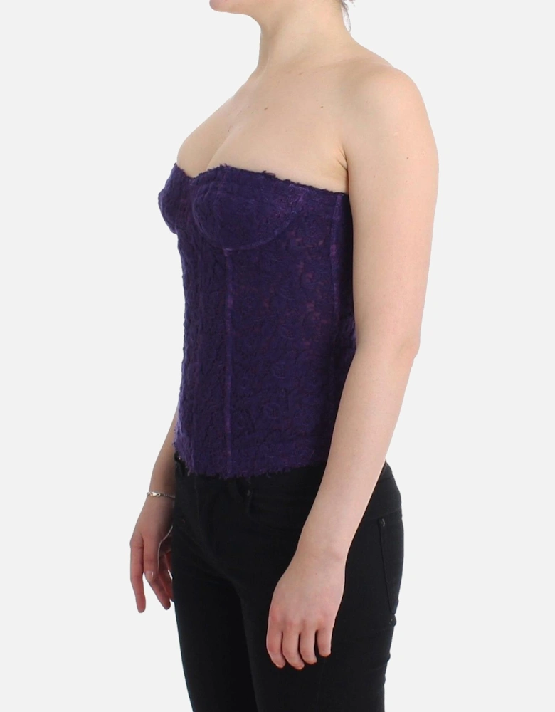 Lace Corset Top Strapless Sleeveless Women - Purple T-Shirts