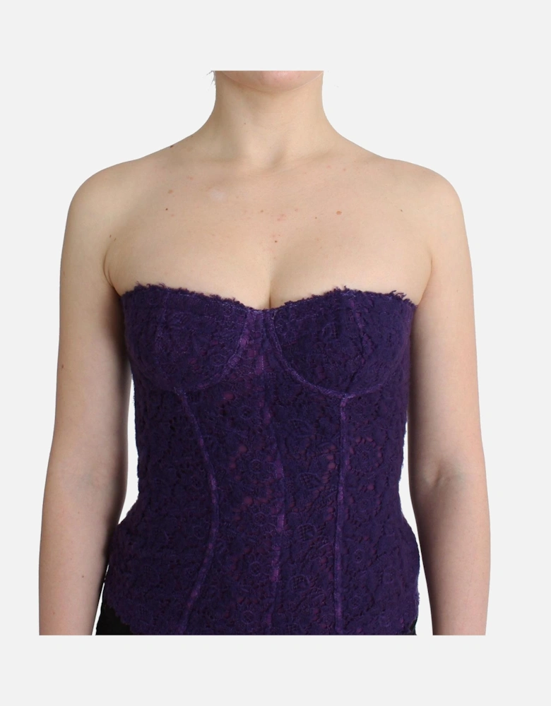 Lace Corset Top Strapless Sleeveless Women - Purple T-Shirts