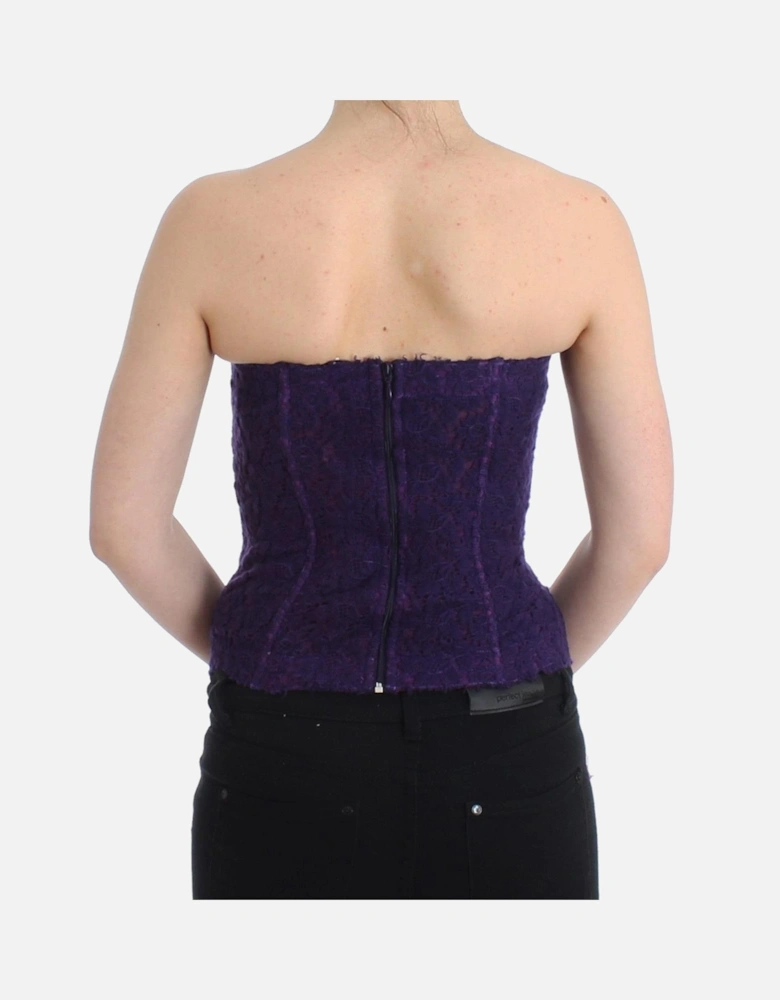 Lace Corset Top Strapless Sleeveless Women - Purple T-Shirts