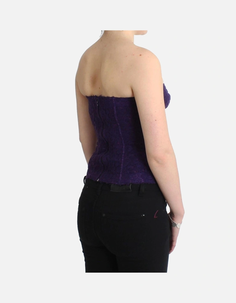 Lace Corset Top Strapless Sleeveless Women - Purple T-Shirts