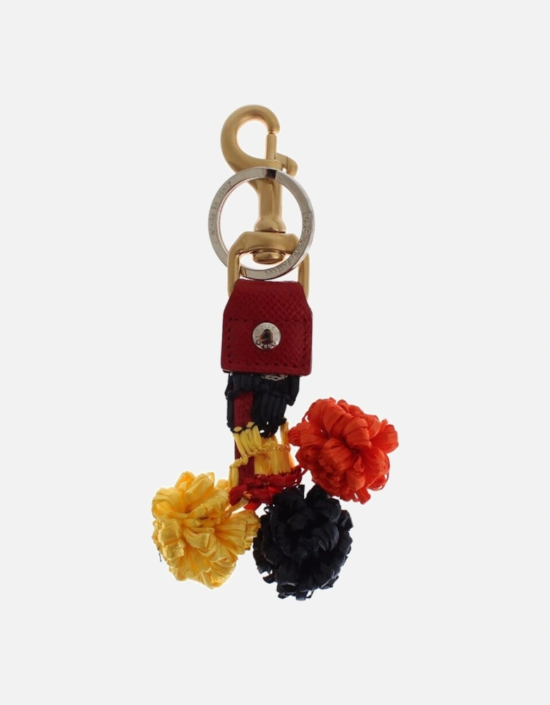 Raffia Tassel Keychain Red Style Women - Multicolor