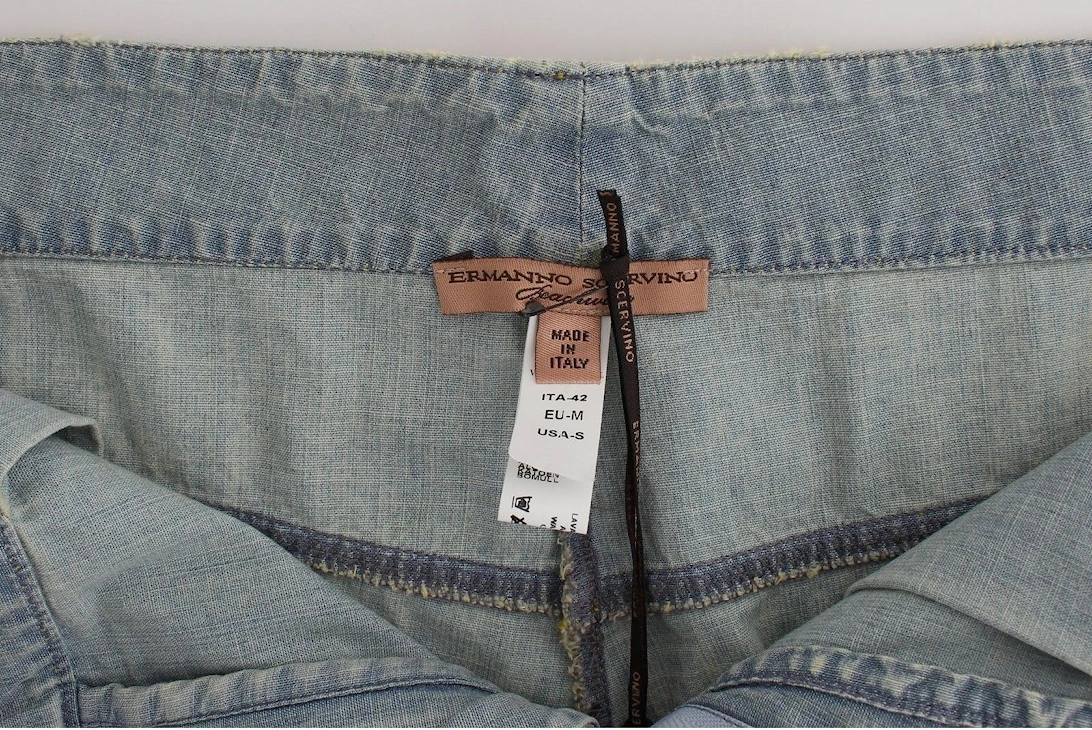Denim Shorts Distressed Design Women - Blue