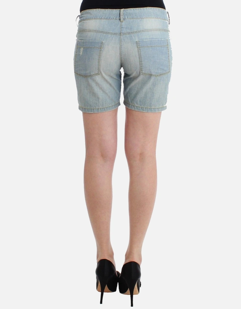 Denim Shorts Distressed Design Women - Blue
