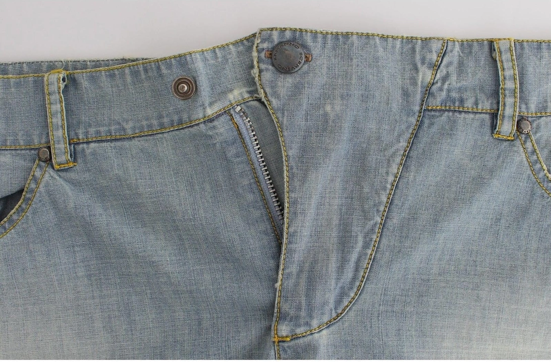 Denim Shorts Distressed Design Women - Blue