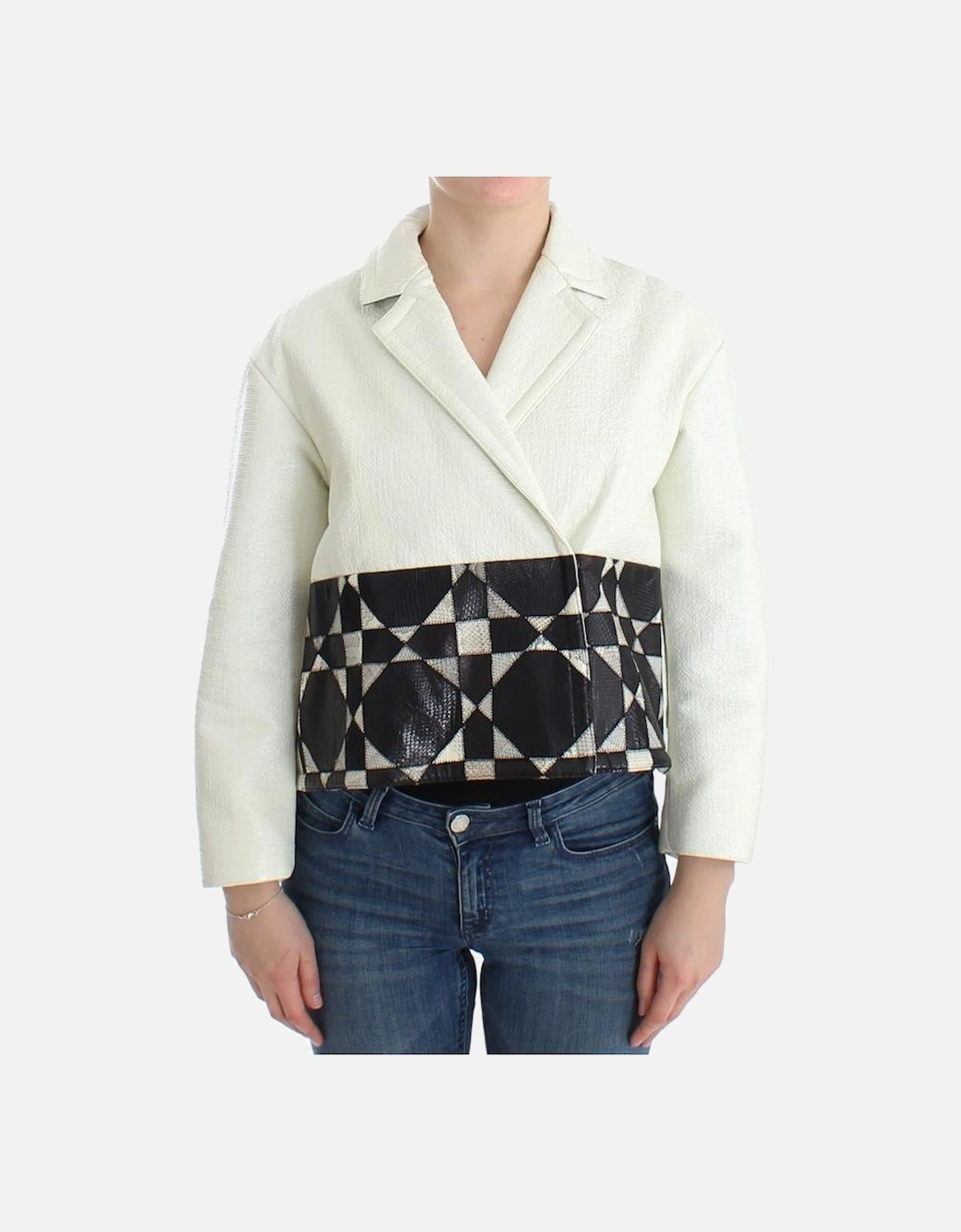 Cropped Jacket Geometric Pattern Women - Blackwhite Jackets, 7 of 6