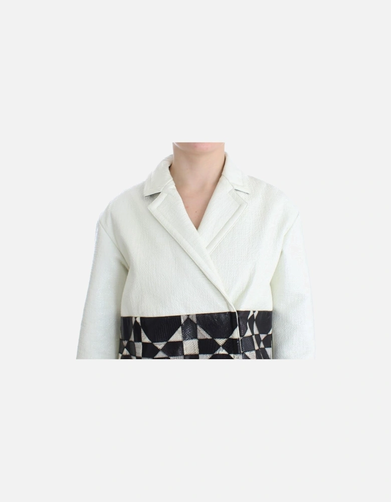 Cropped Jacket Geometric Pattern Women - Blackwhite Jackets