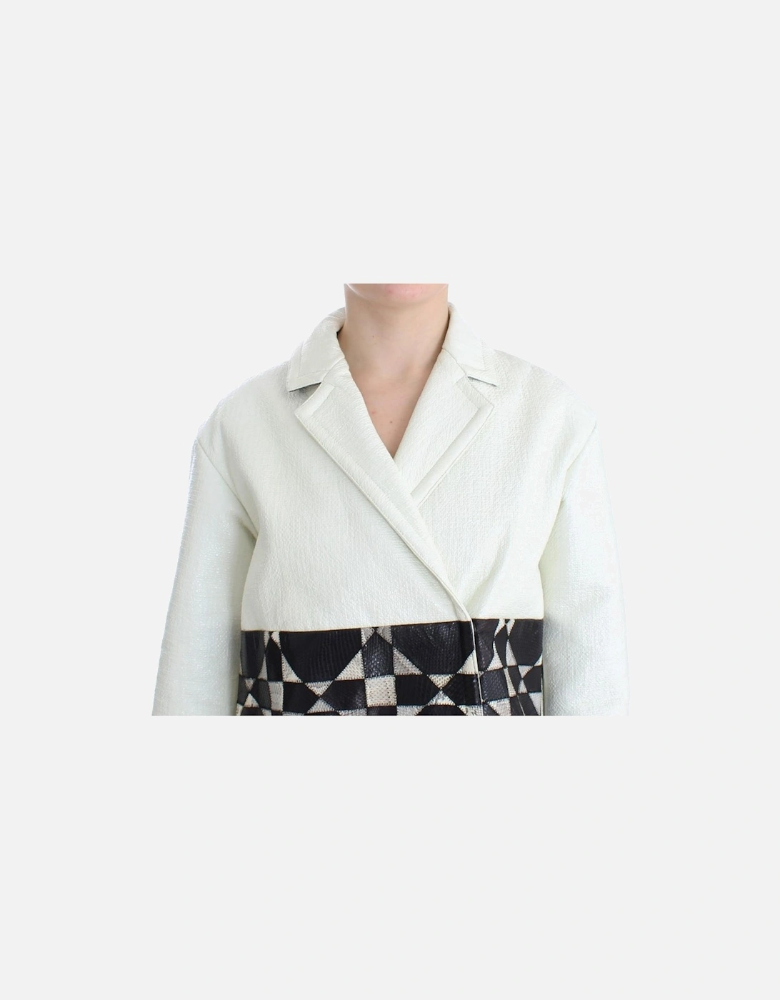 Cropped Jacket Geometric Pattern Women - Blackwhite Jackets
