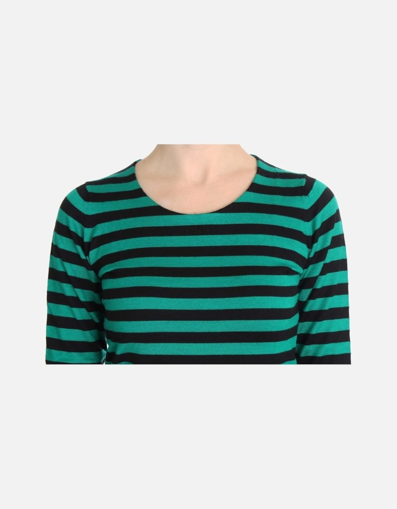 Striped Knit Long Sleeve Pullover Women - Green Sweaters