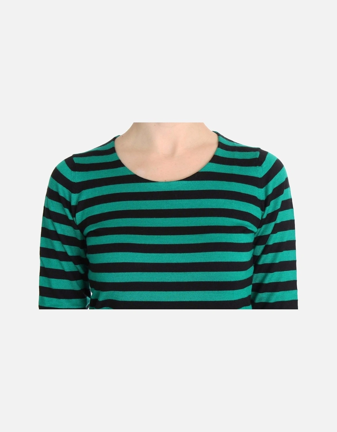 Striped Knit Long Sleeve Pullover Women - Green Sweaters