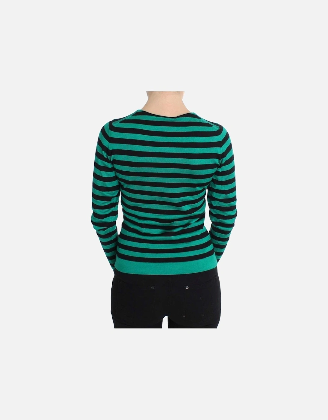 Striped Knit Long Sleeve Pullover Women - Green Sweaters