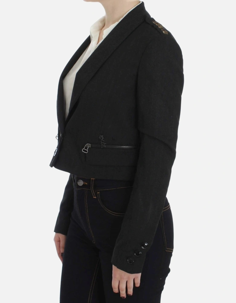 Cropped Blazer Tailored Fit Women - Gray Jackets