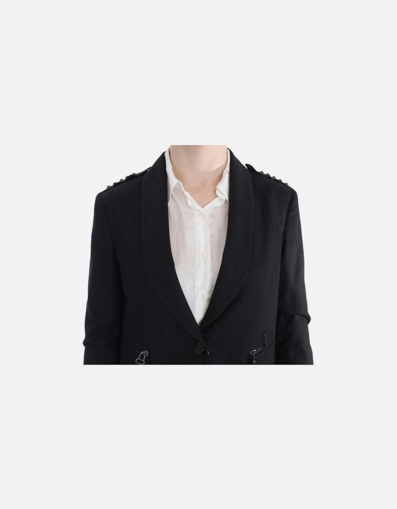 Cropped Blazer Tailored Fit Women - Gray Jackets