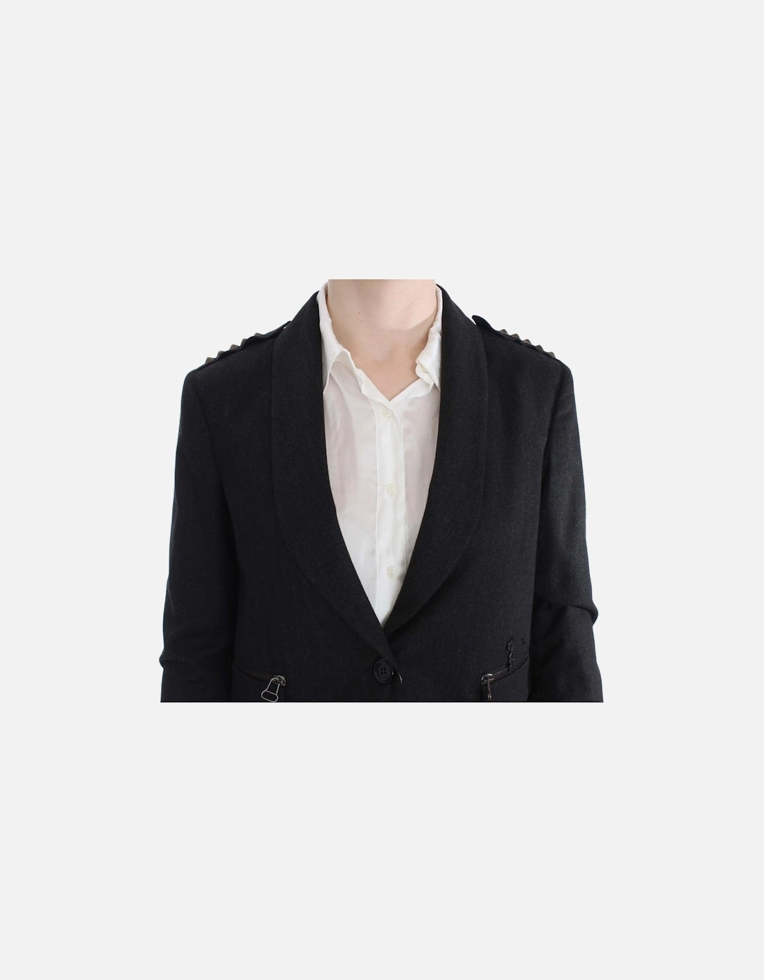 Cropped Blazer Tailored Fit Women - Gray Jackets