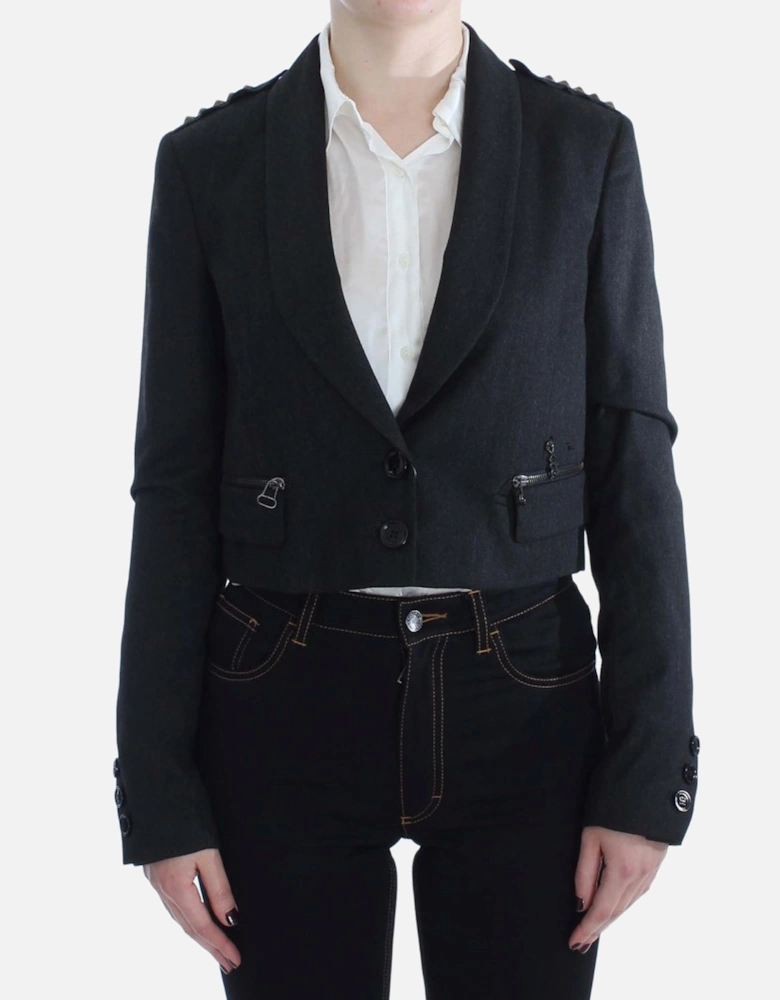 Cropped Blazer Tailored Fit Women - Gray Jackets