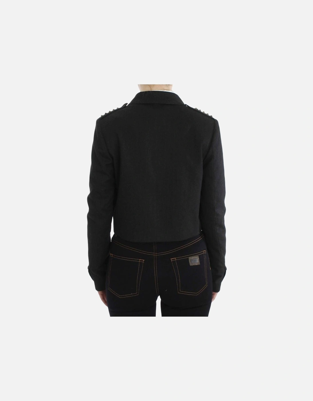 Cropped Blazer Tailored Fit Women - Gray Jackets