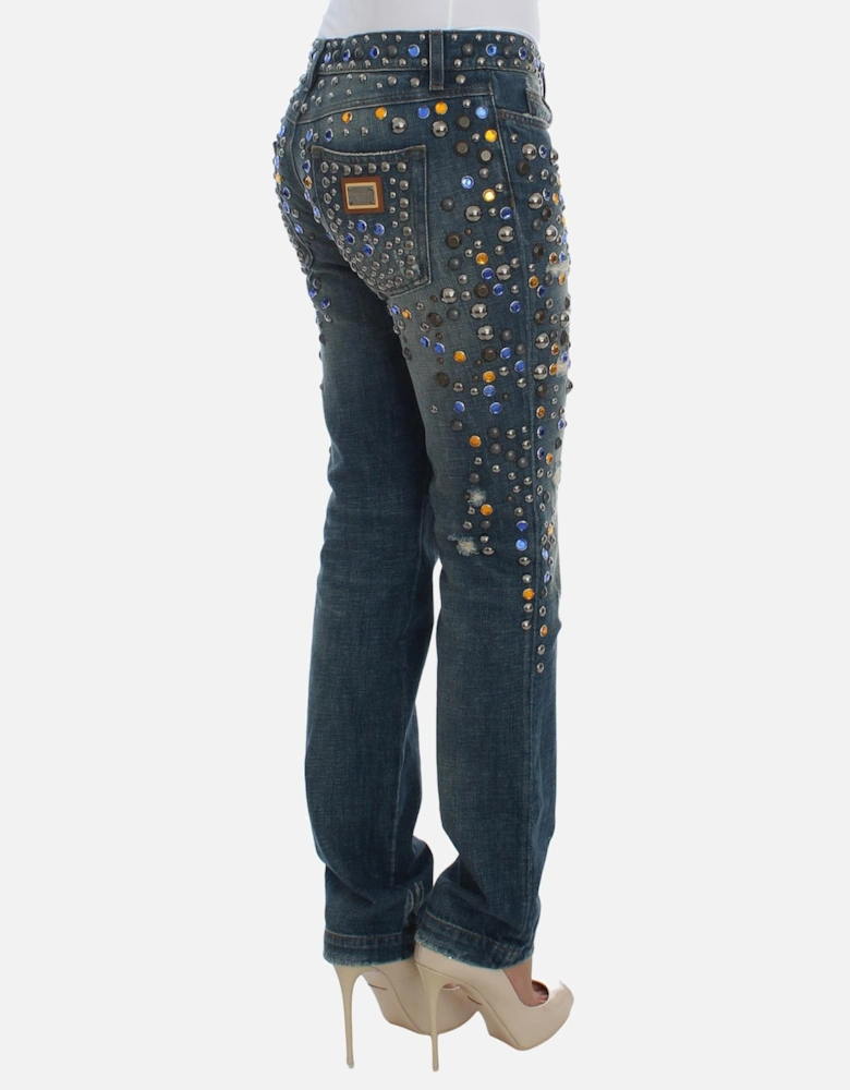 Enchanted Sicily Crystal Studded Slim Fit Jeans Women - Blue Jeans