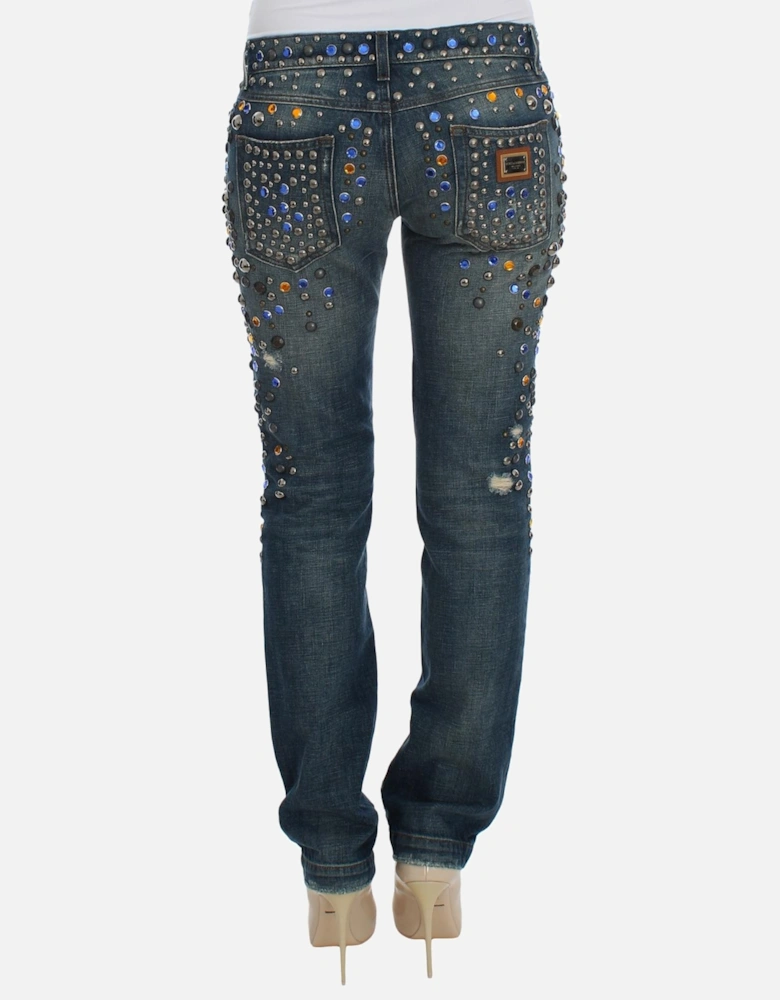 Enchanted Sicily Crystal Studded Slim Fit Jeans Women - Blue Jeans