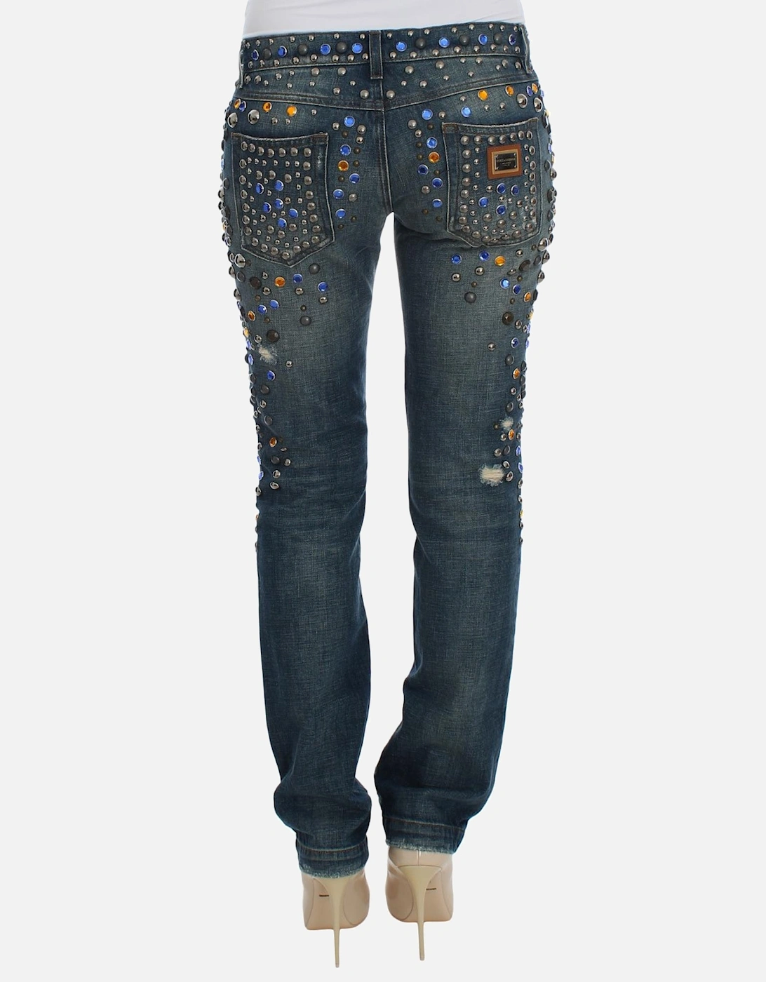 Enchanted Sicily Crystal Studded Slim Fit Jeans Women - Blue Jeans
