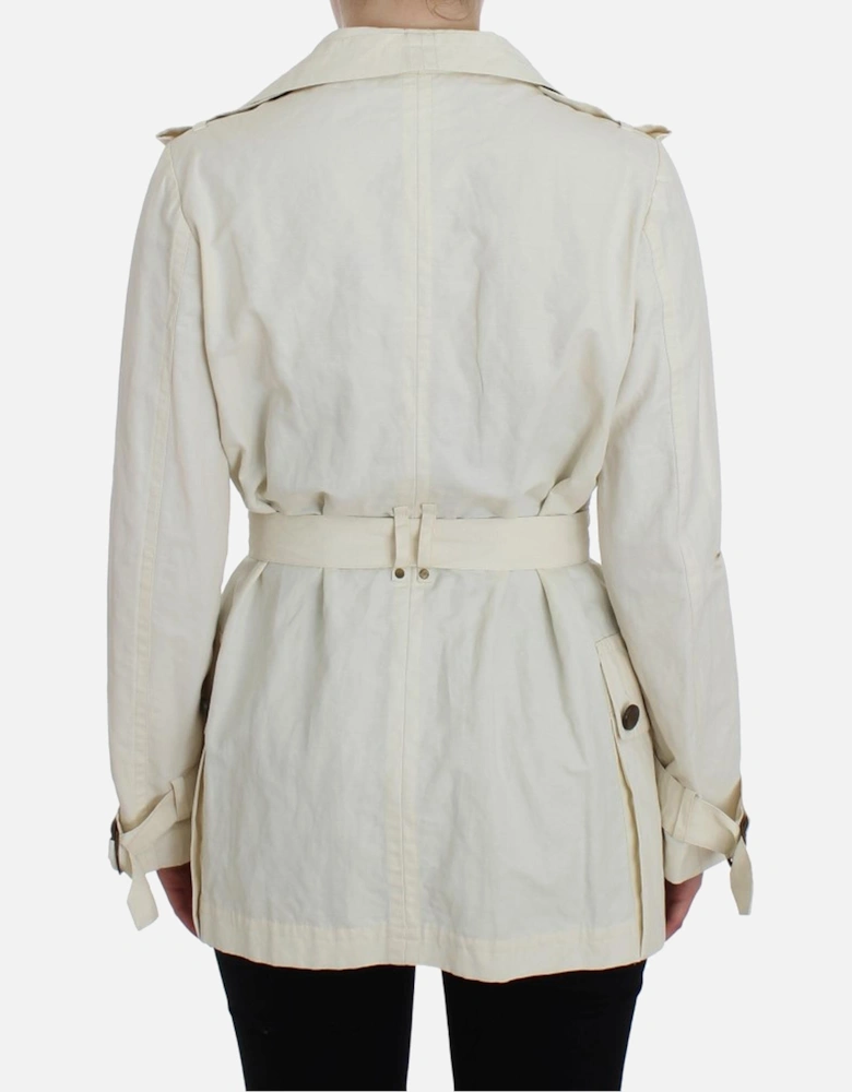 Trench Coat Shawl Collar Belted Women - White Jackets