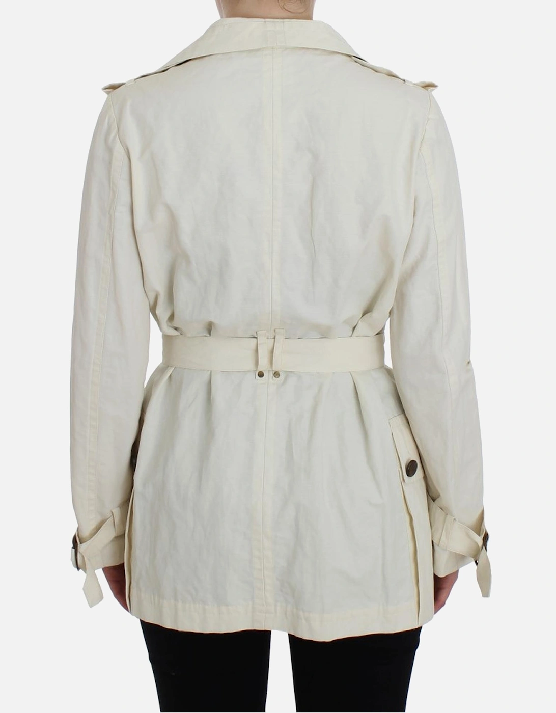 Trench Coat Shawl Collar Belted Women - White Jackets