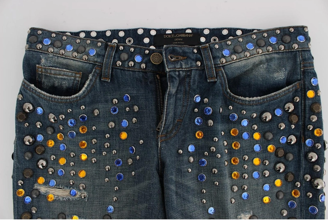 Enchanted Sicily Crystal Studded Slim Fit Jeans Women - Blue Jeans