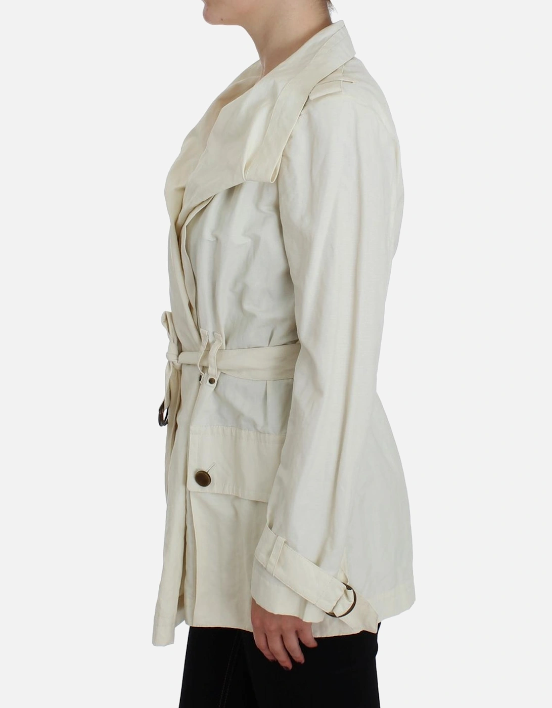 Trench Coat Shawl Collar Belted Women - White Jackets