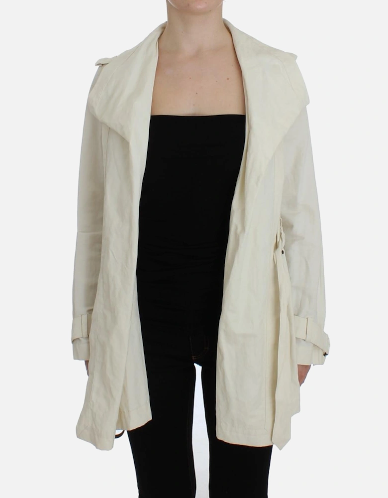 Trench Coat Shawl Collar Belted Women - White Jackets