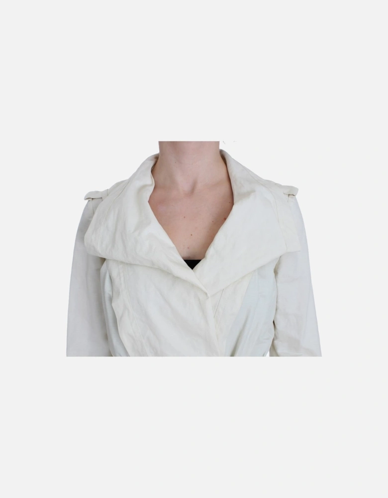 Trench Coat Shawl Collar Belted Women - White Jackets