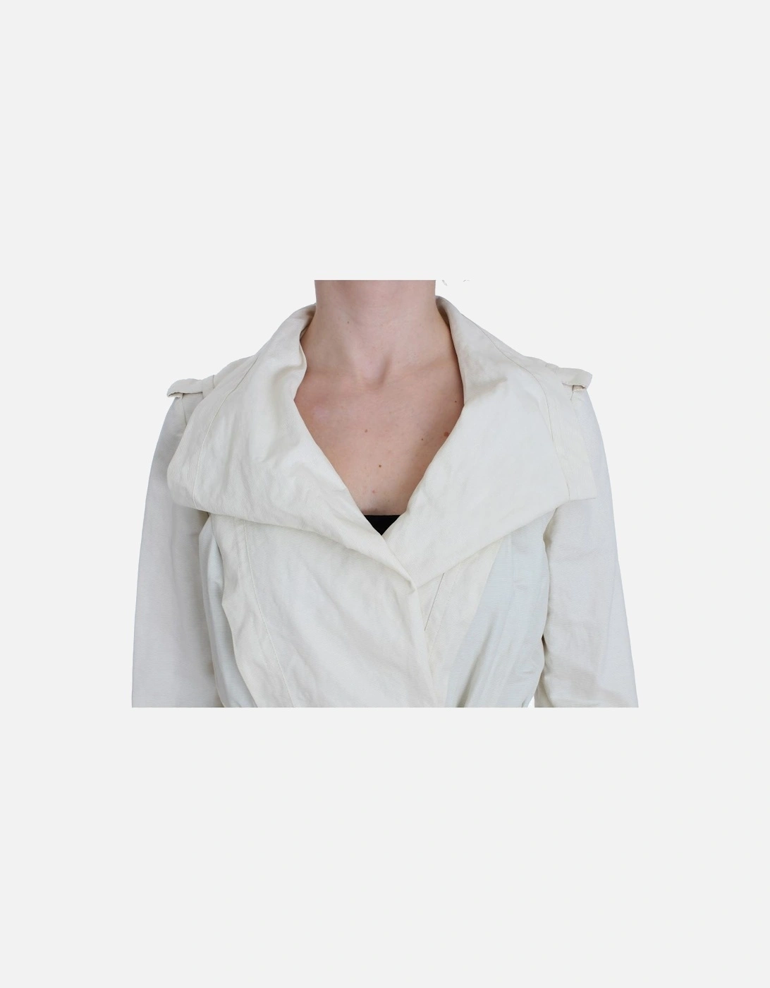 Trench Coat Shawl Collar Belted Women - White Jackets