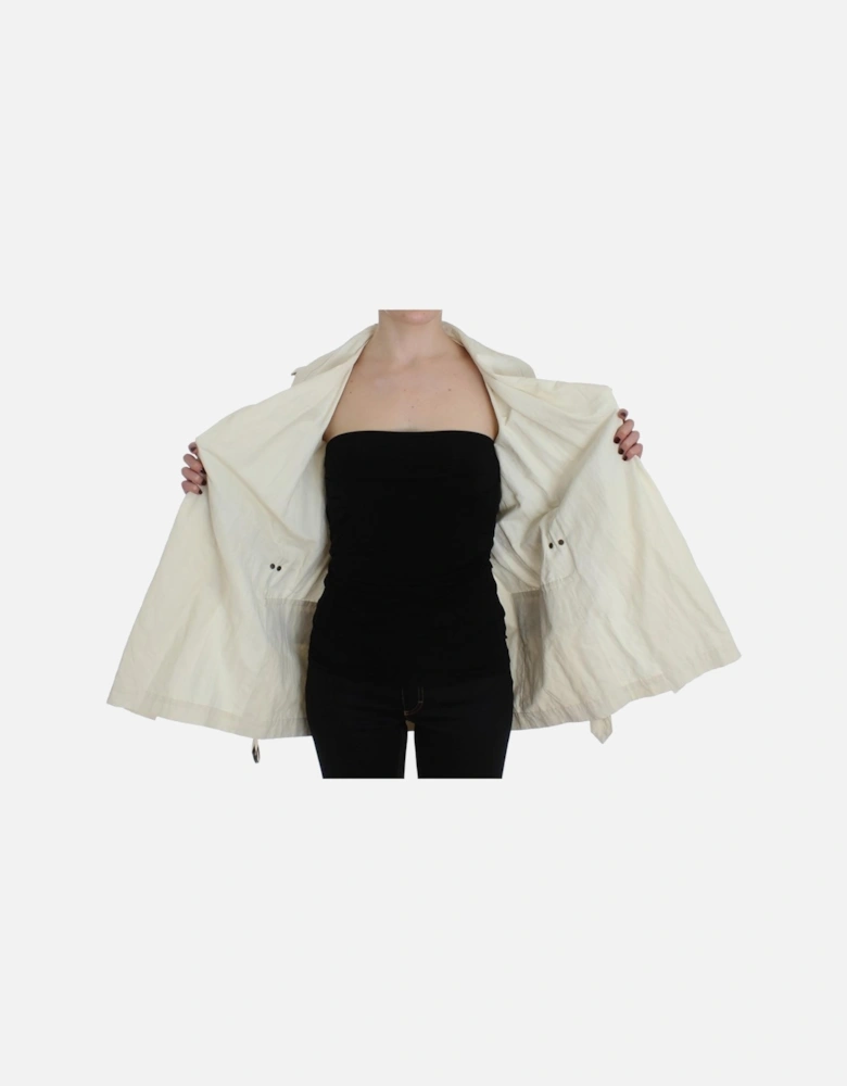 Trench Coat Shawl Collar Belted Women - White Jackets
