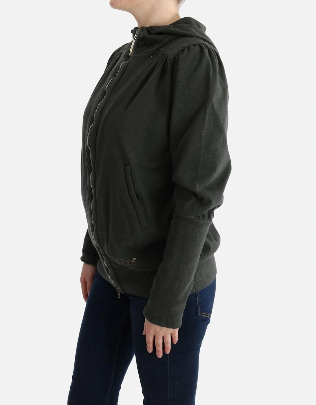 Knit ZipUp Hoodie Model SIG30145 Women - Gray Sweaters