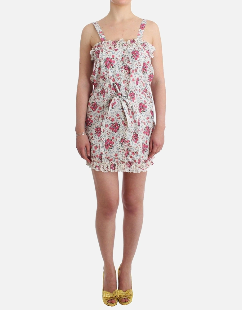 Floral Mini Dress Sleeveless Square Neck Women - Pink Dresses