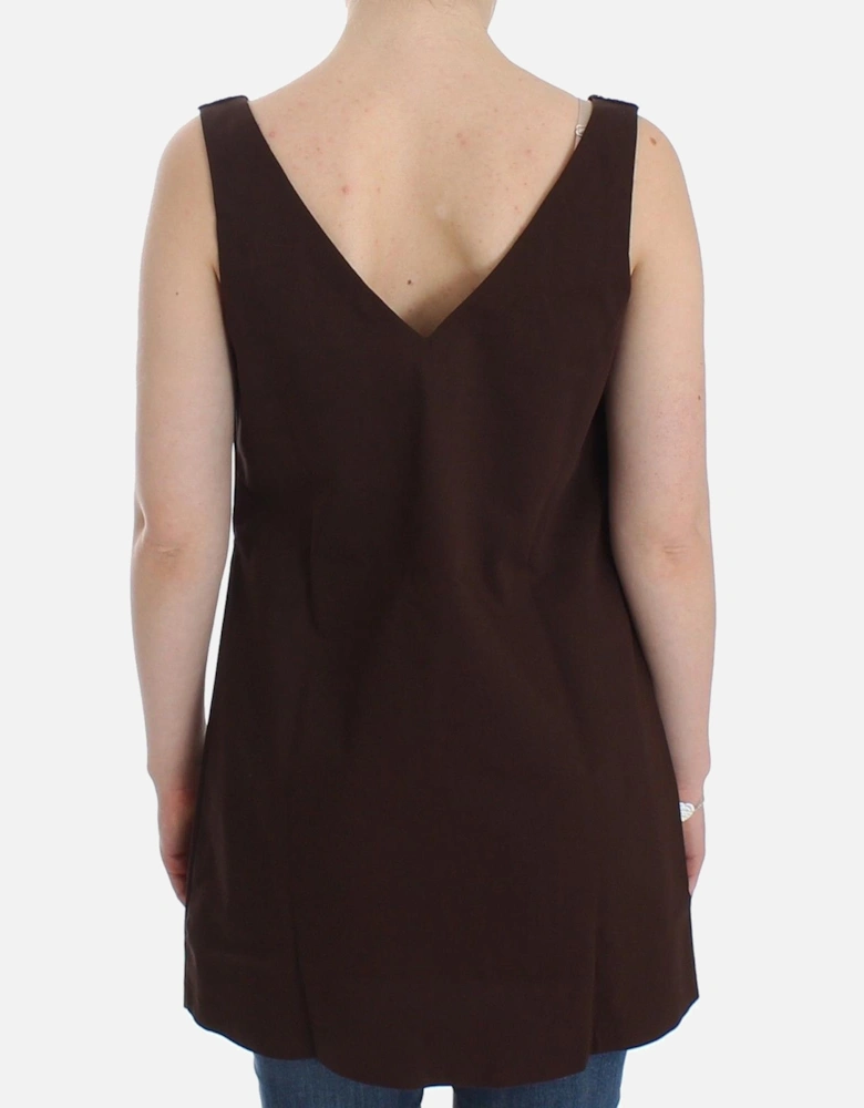Mini Dress Sleeveless Crochet VNeck Women - Brown Dresses