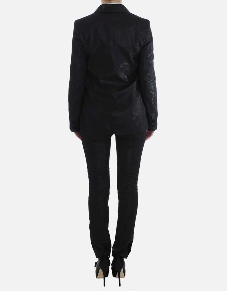 Three-Piece Pants Vest Suit with One-Button Blazer in Black Women