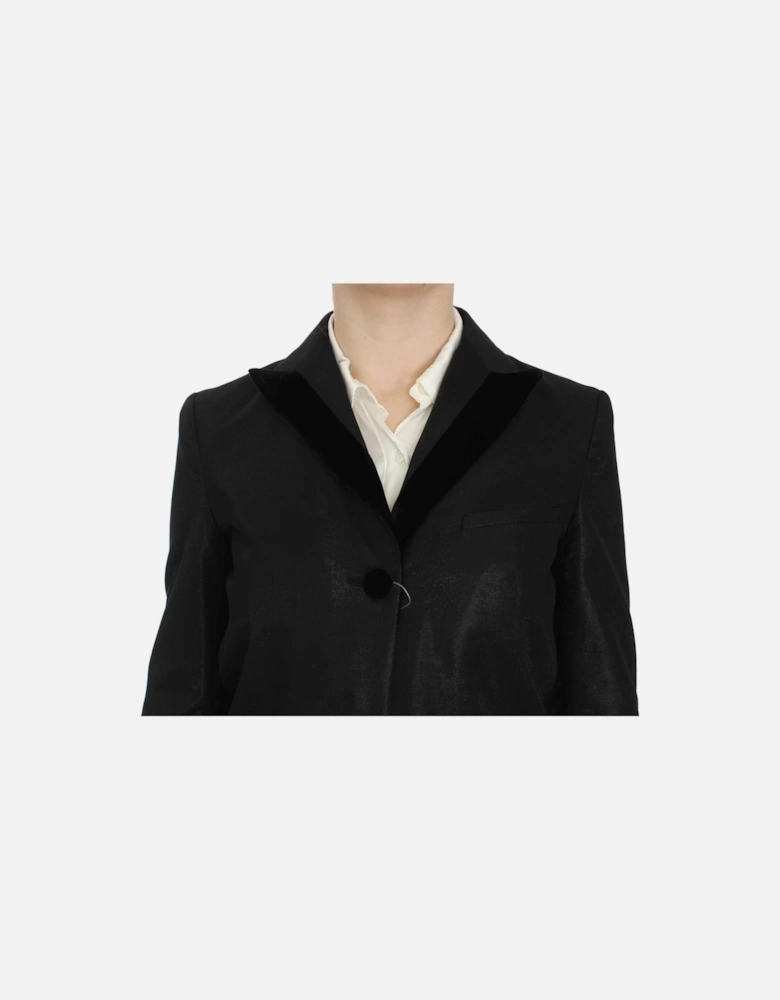 Three-Piece Pants Vest Suit with One-Button Blazer in Black Women