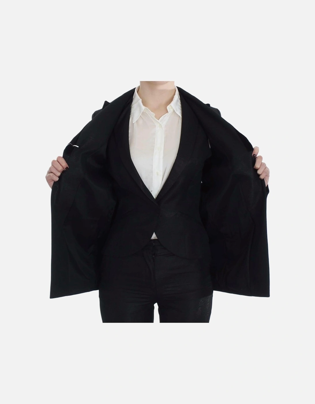 Three-Piece Pants Vest Suit with One-Button Blazer in Black Women