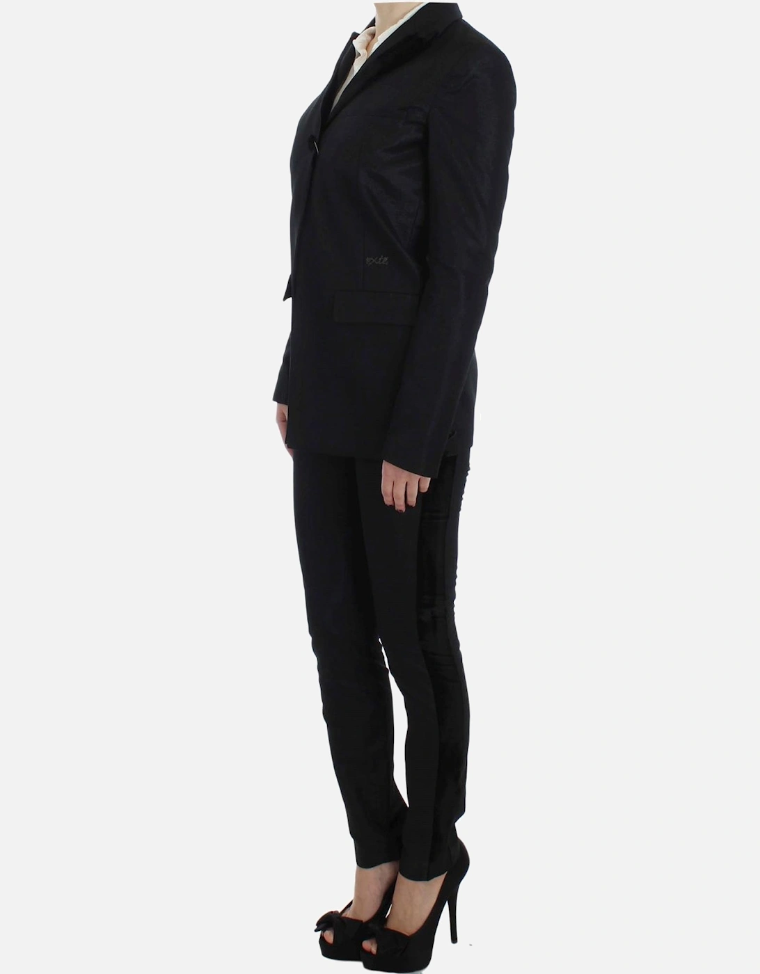 Three-Piece Pants Vest Suit with One-Button Blazer in Black Women