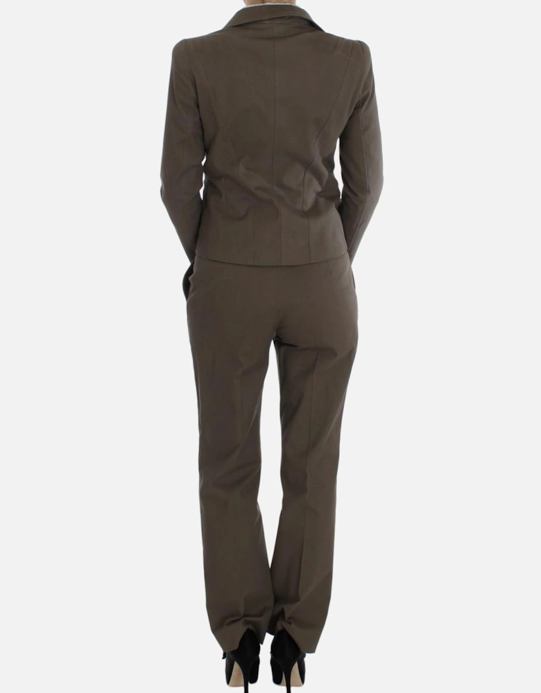 Italian Tailored Beige Suit Set with Wool and Cotton Blend Women Suits