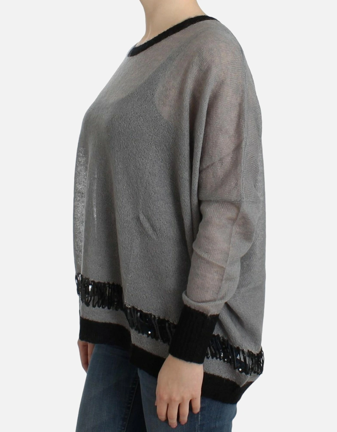 Embellished Asymmetric Lightweight Sweater Women - Gray