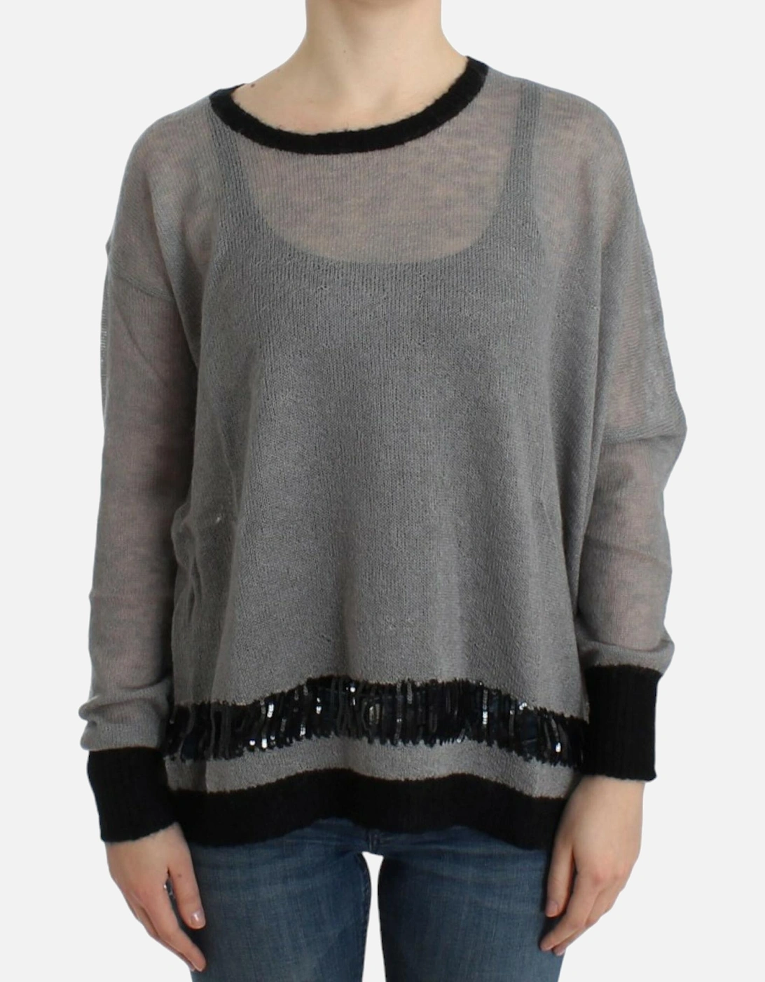 Embellished Asymmetric Lightweight Sweater Women - Gray, 7 of 6
