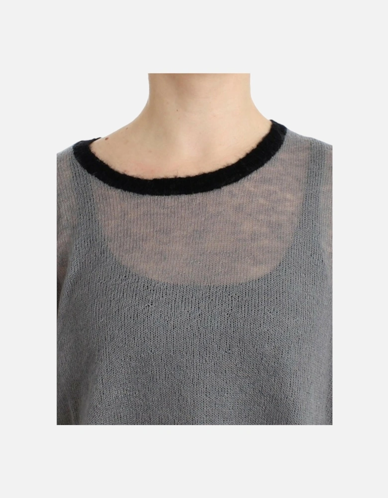 Embellished Asymmetric Lightweight Sweater Women - Gray