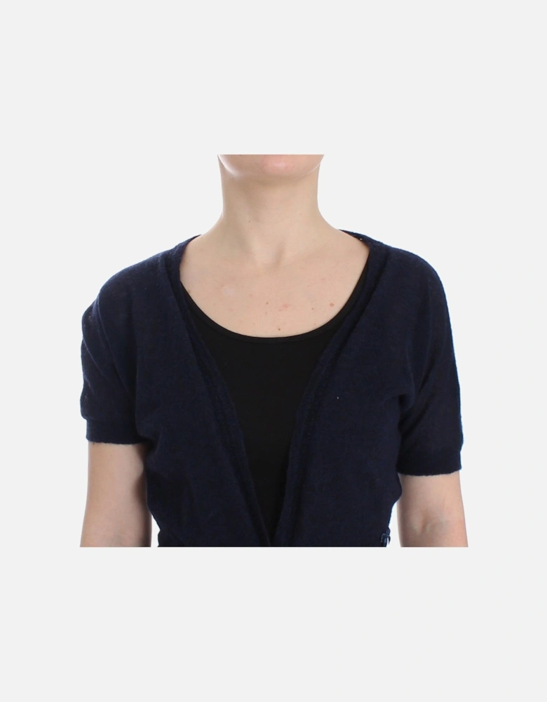 Cashmere Short Sleeve VNeck Cardigan Women - Blue T-Shirts