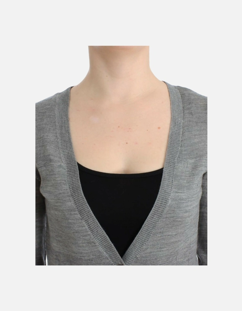 VNeck Long Sleeve Cardigan Women - Gray Sweaters