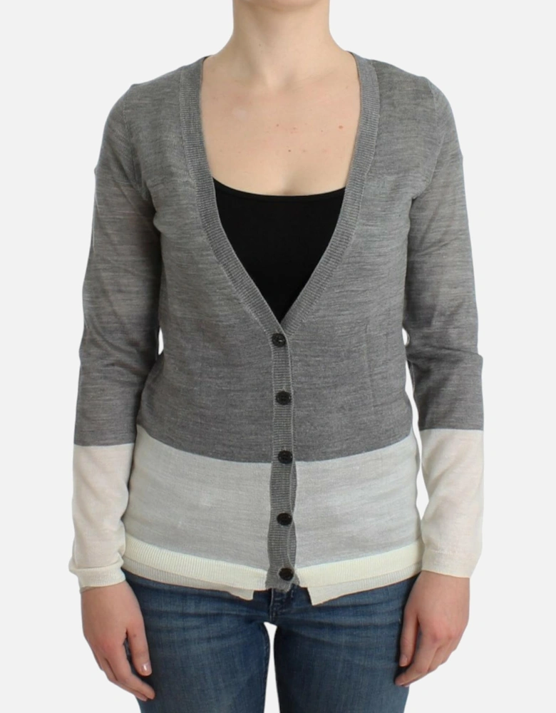 VNeck Long Sleeve Cardigan Women - Gray Sweaters