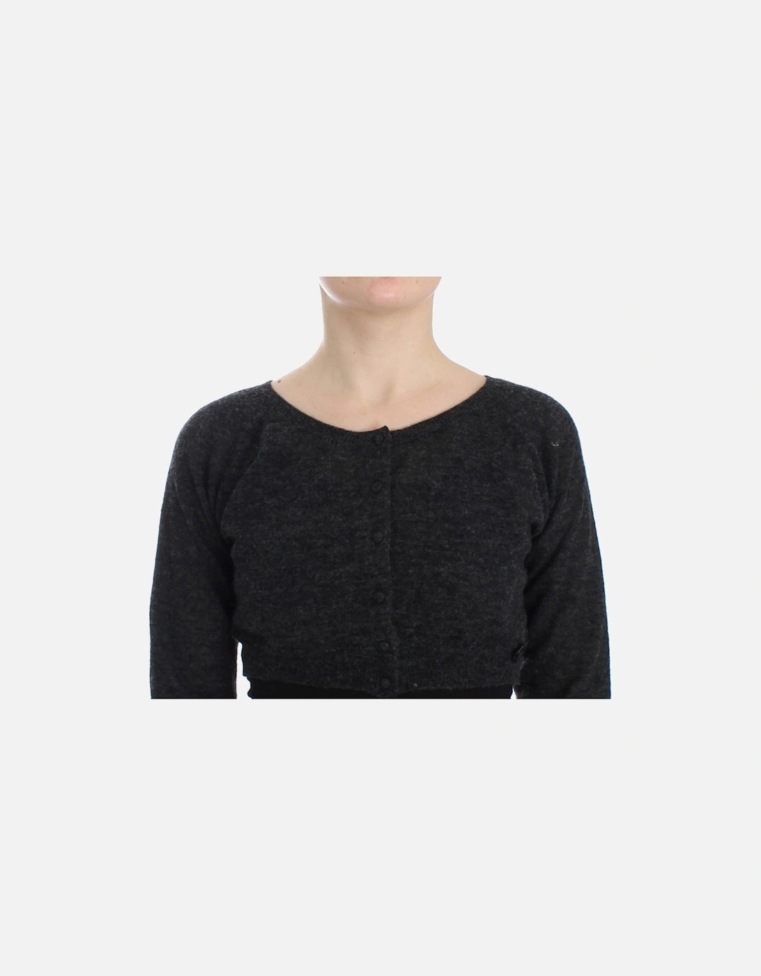 Cropped Cardigan Long Sleeves Knitwear Women - Gray Sweaters