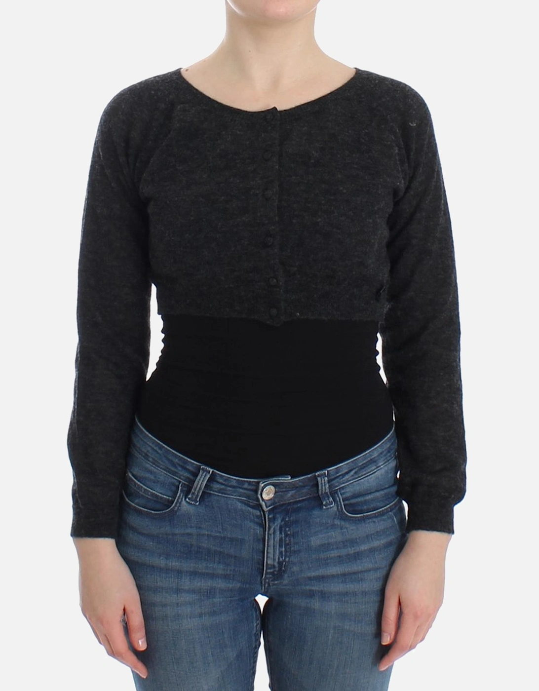 Cropped Cardigan Long Sleeves Knitwear Women - Gray Sweaters, 7 of 6