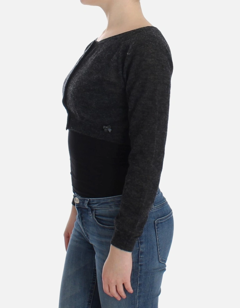 Cropped Cardigan Long Sleeves Knitwear Women - Gray Sweaters