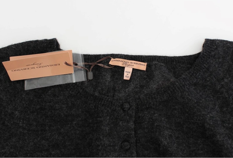 Cropped Cardigan Long Sleeves Knitwear Women - Gray Sweaters