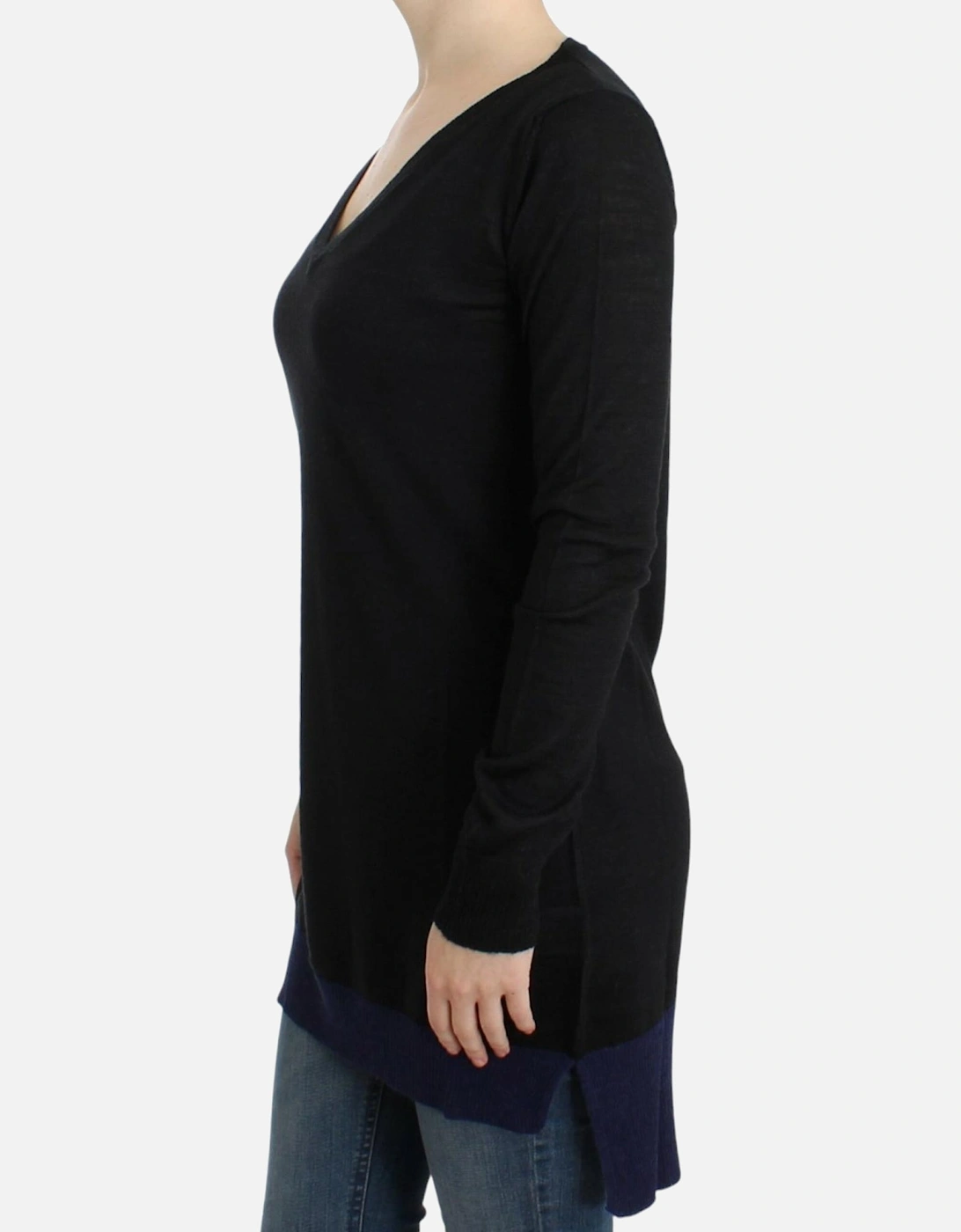 VNeck Long Sleeve Pullover Sweater Women - Black