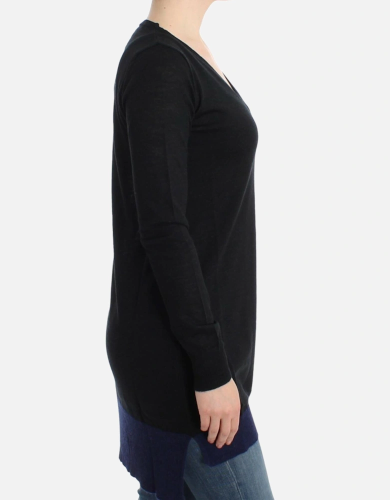 VNeck Long Sleeve Pullover Sweater Women - Black